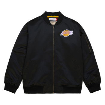 Casaco NBA leve de cetim Bomber Vintage Logo Jacket Lakers Mitchell & Ness Preto